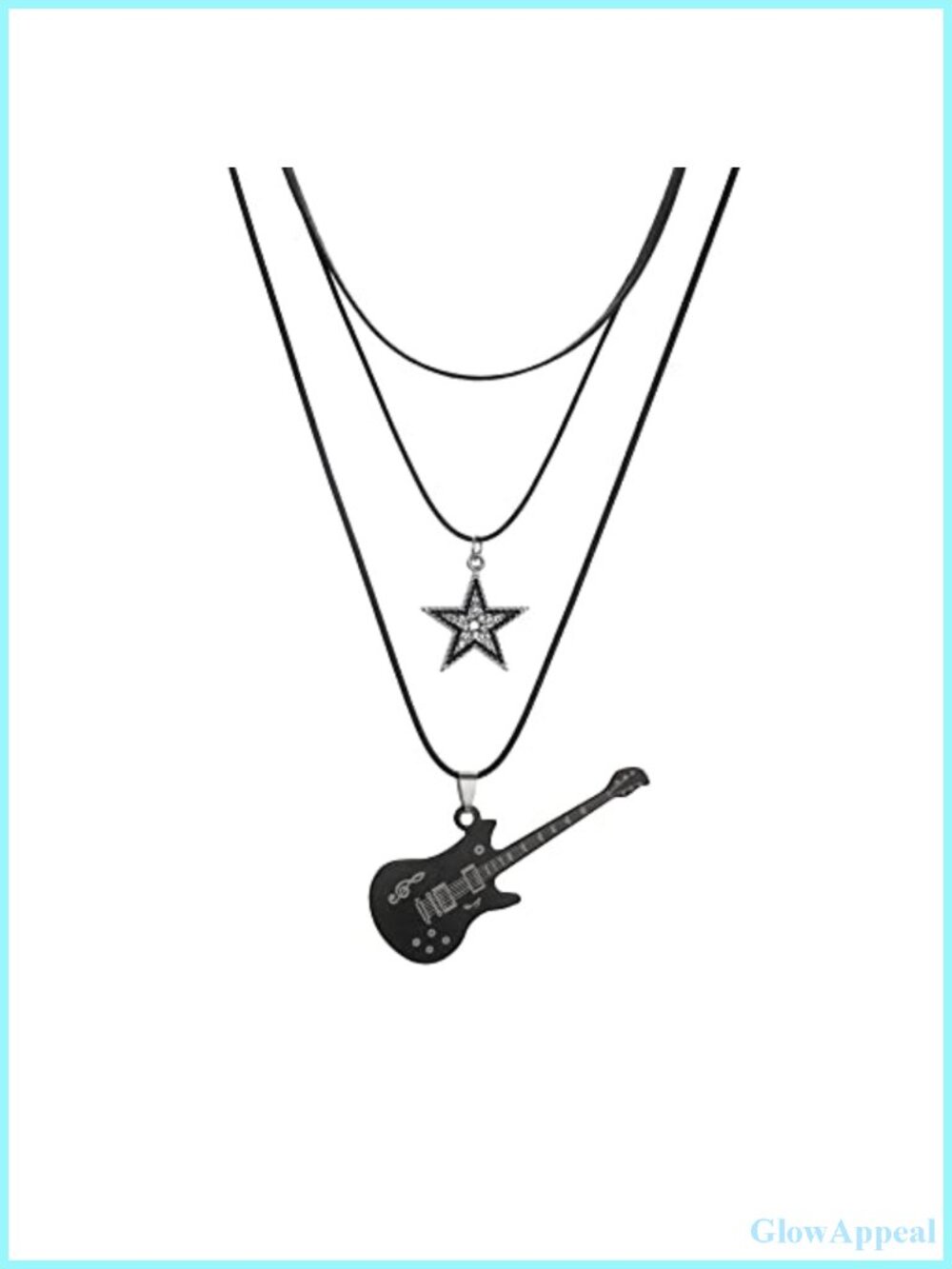 Punk Star Guitar Choker Necklace Layered Rock Roll Retro Y2K Style